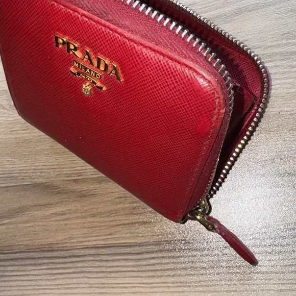 Prada Crimson Leather Zip Wallet - Picture 7 of 8